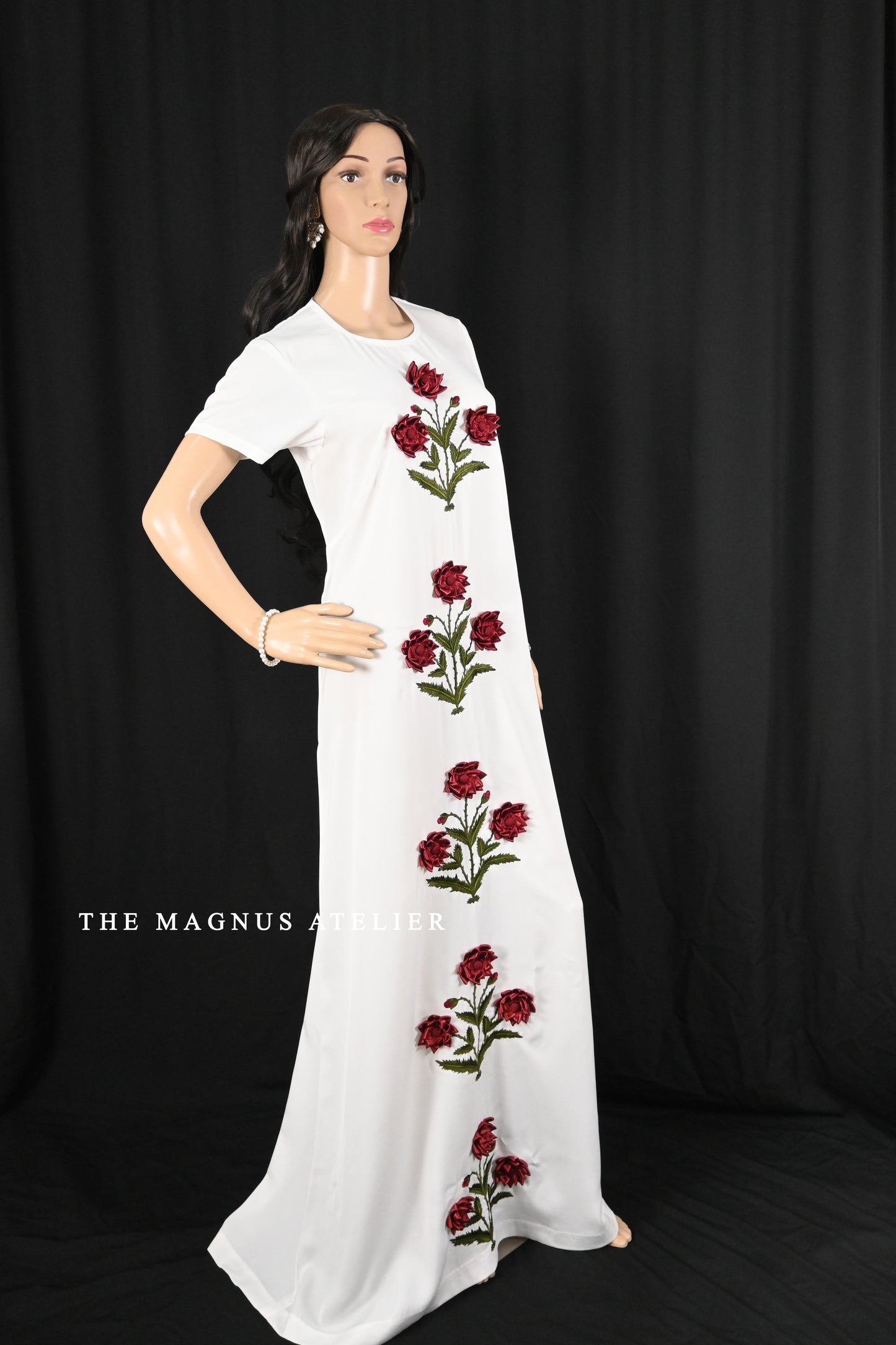 Handcrafted embroidered dress on mannequin