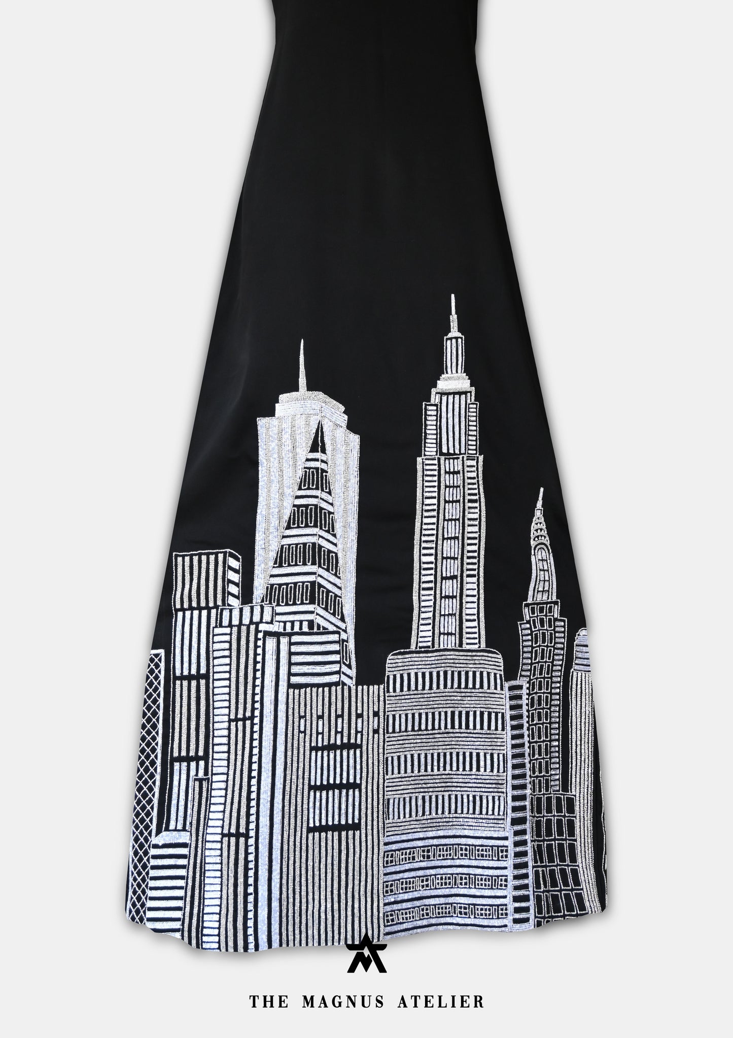 Black Long New York skyscraper one piece dress for wedding and cocktail party outfit