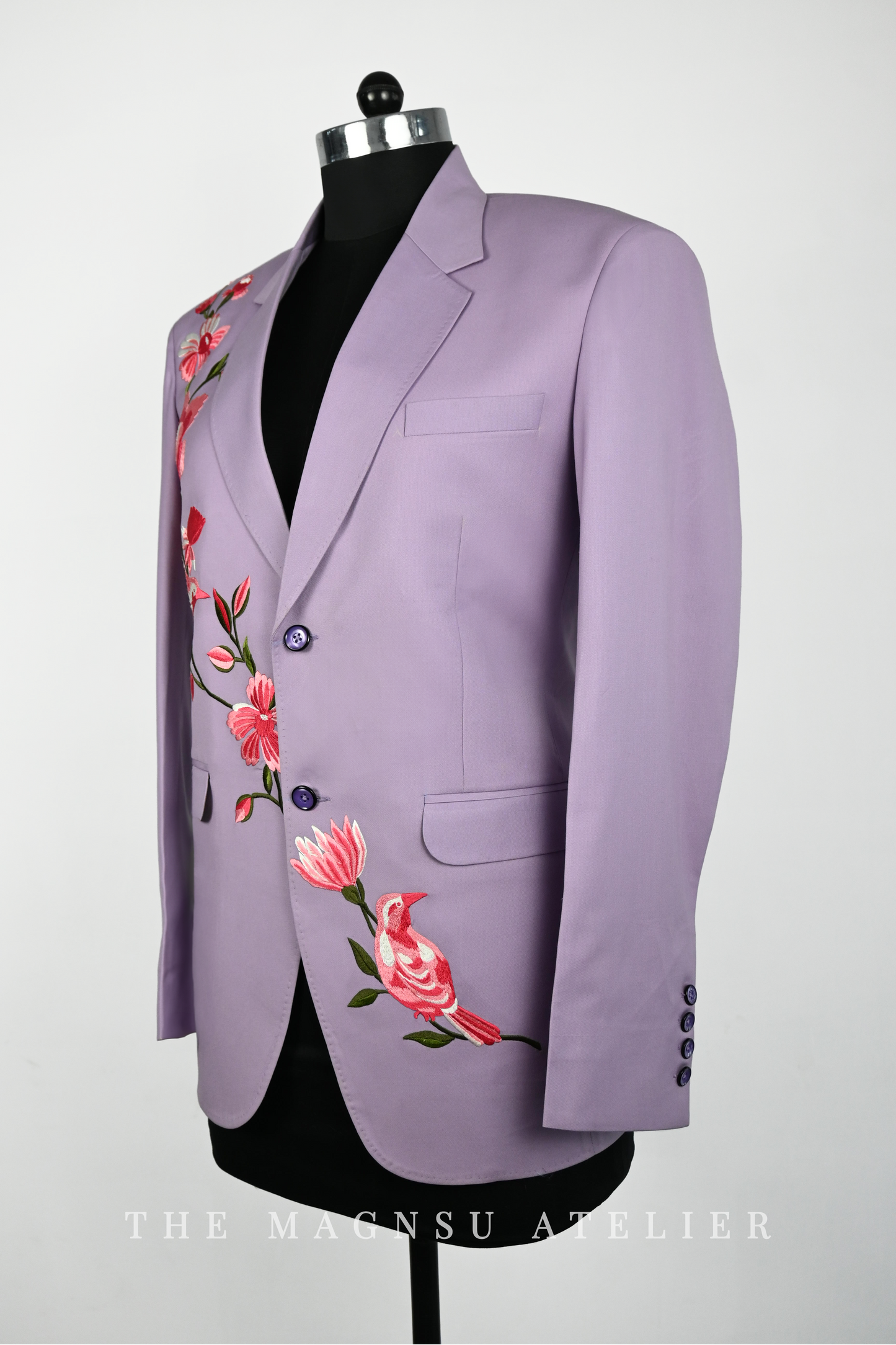 lavender floral embroidered suits for men