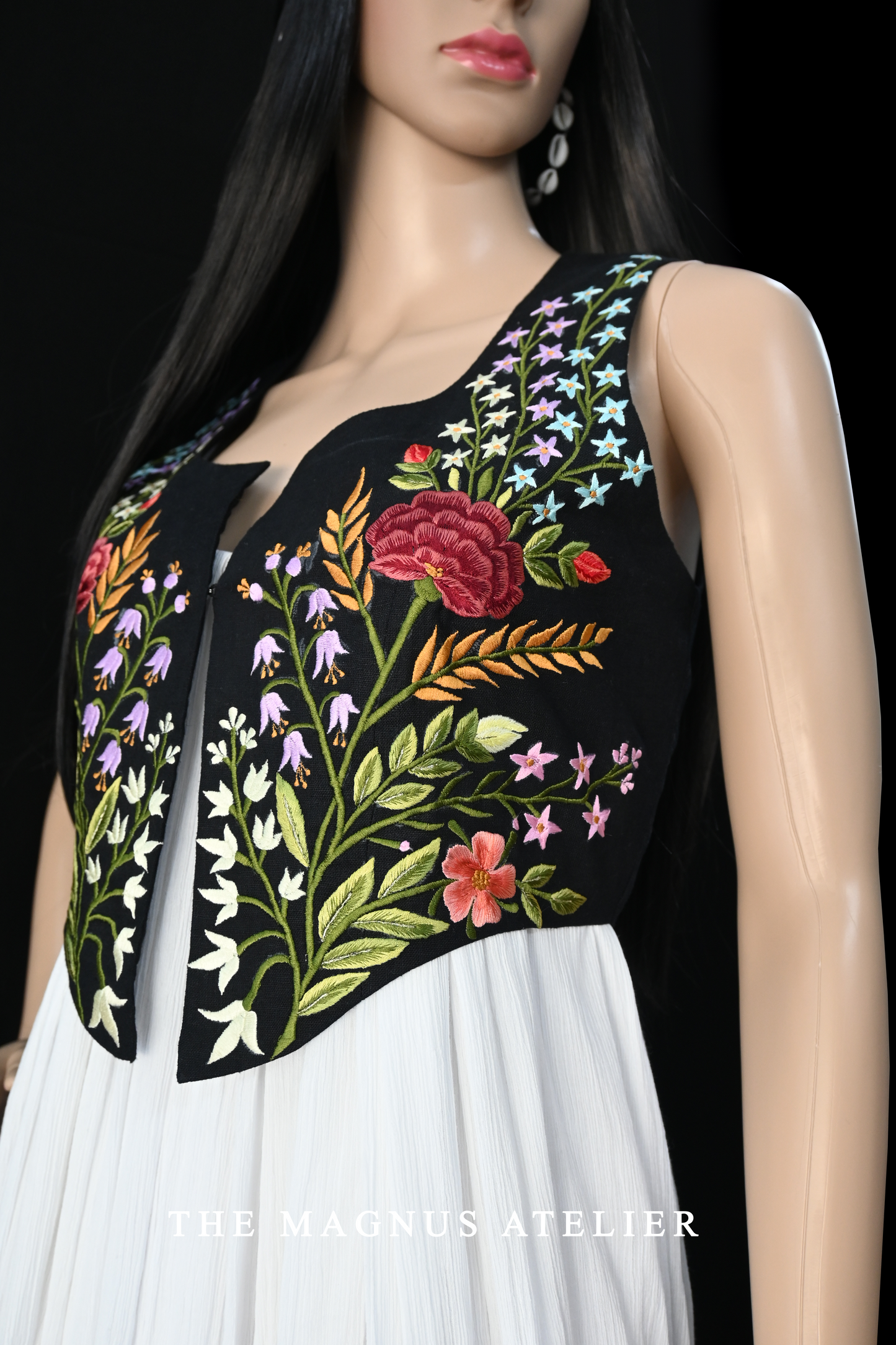 floral embroidered linen jacket