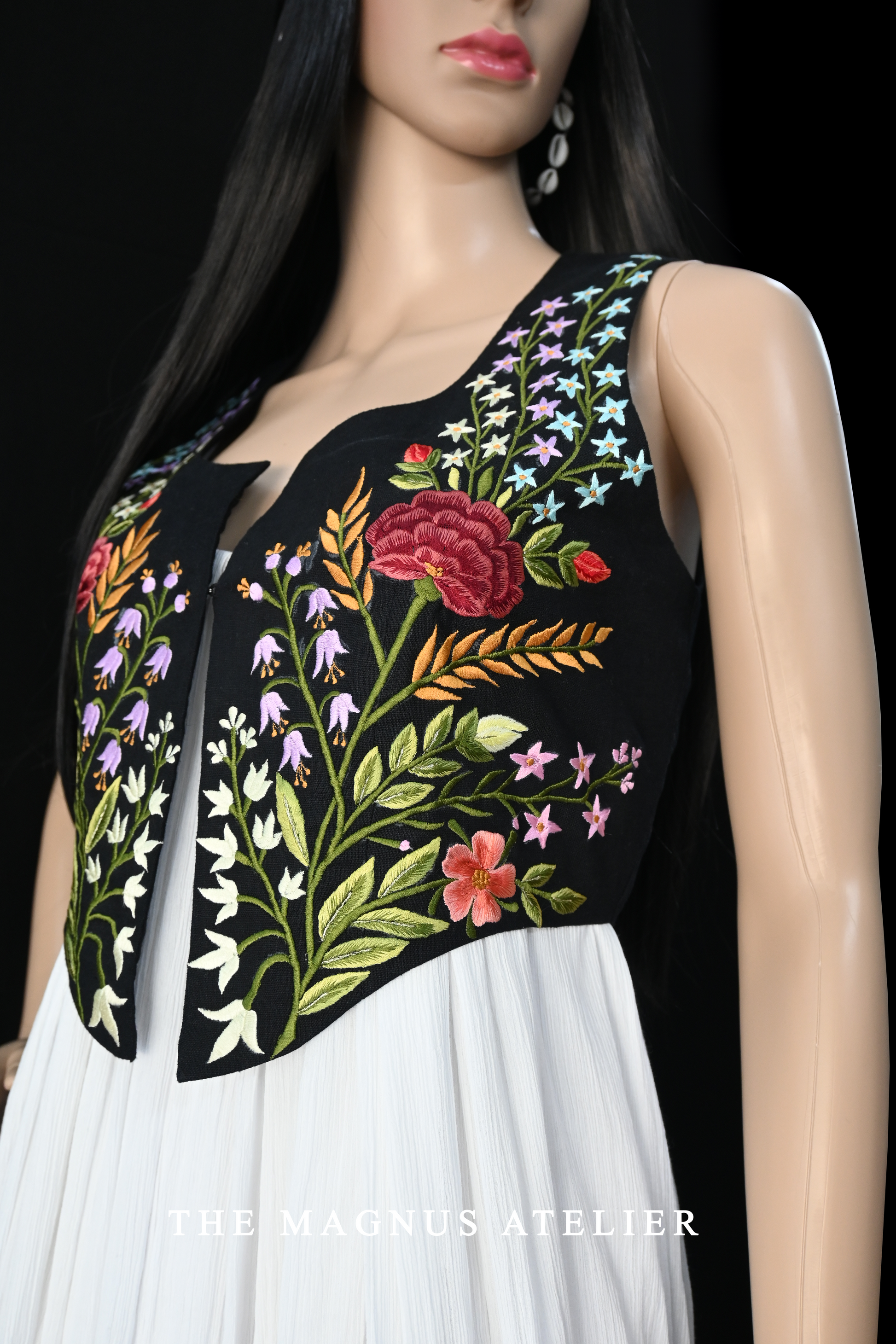 floral embroidered linen jacket
