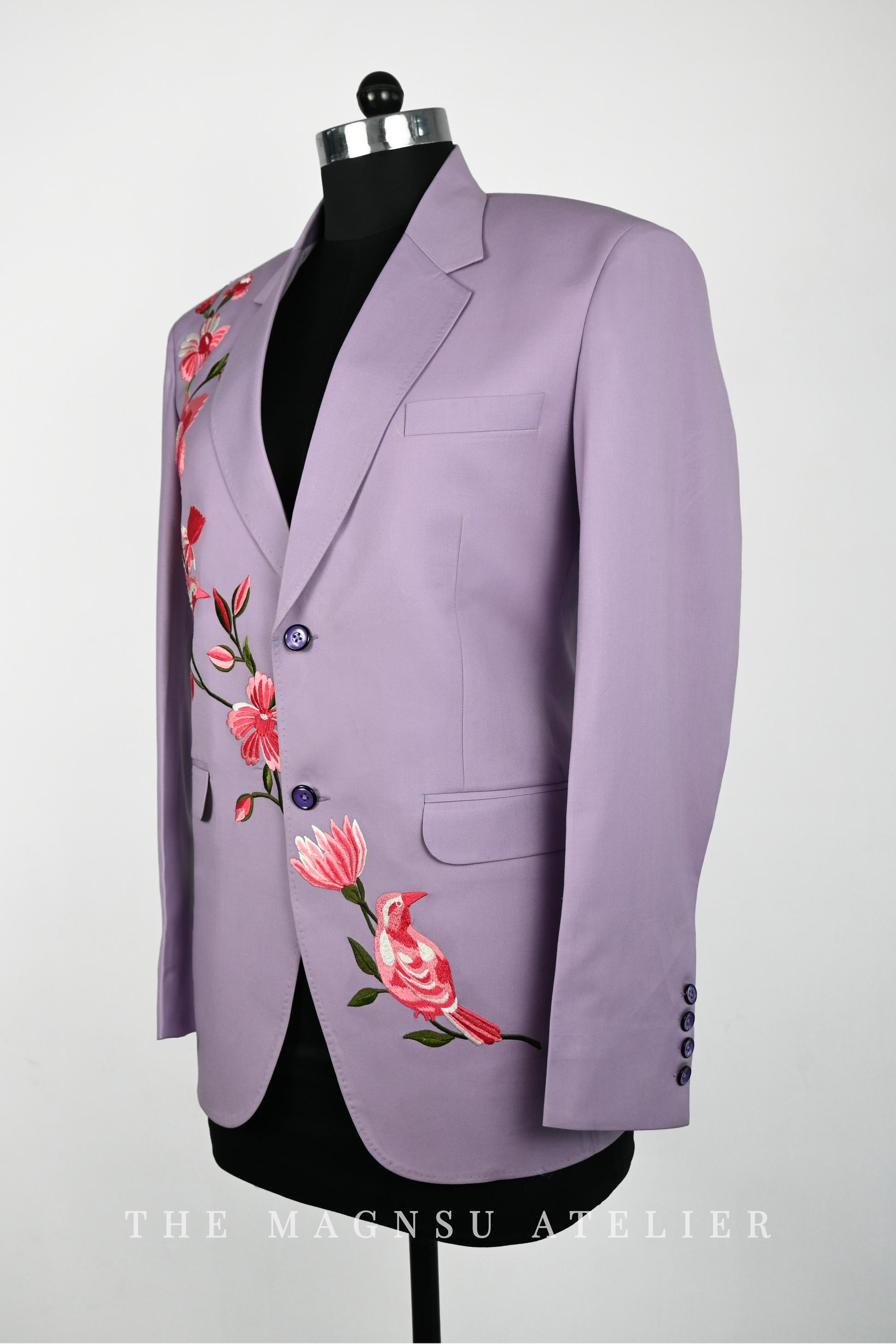 lavender floral embroidered suits for men